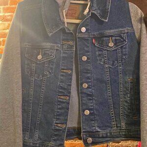 Levi's Women’s Blue Denim Jacket Hooded Hybrid Trucker size M